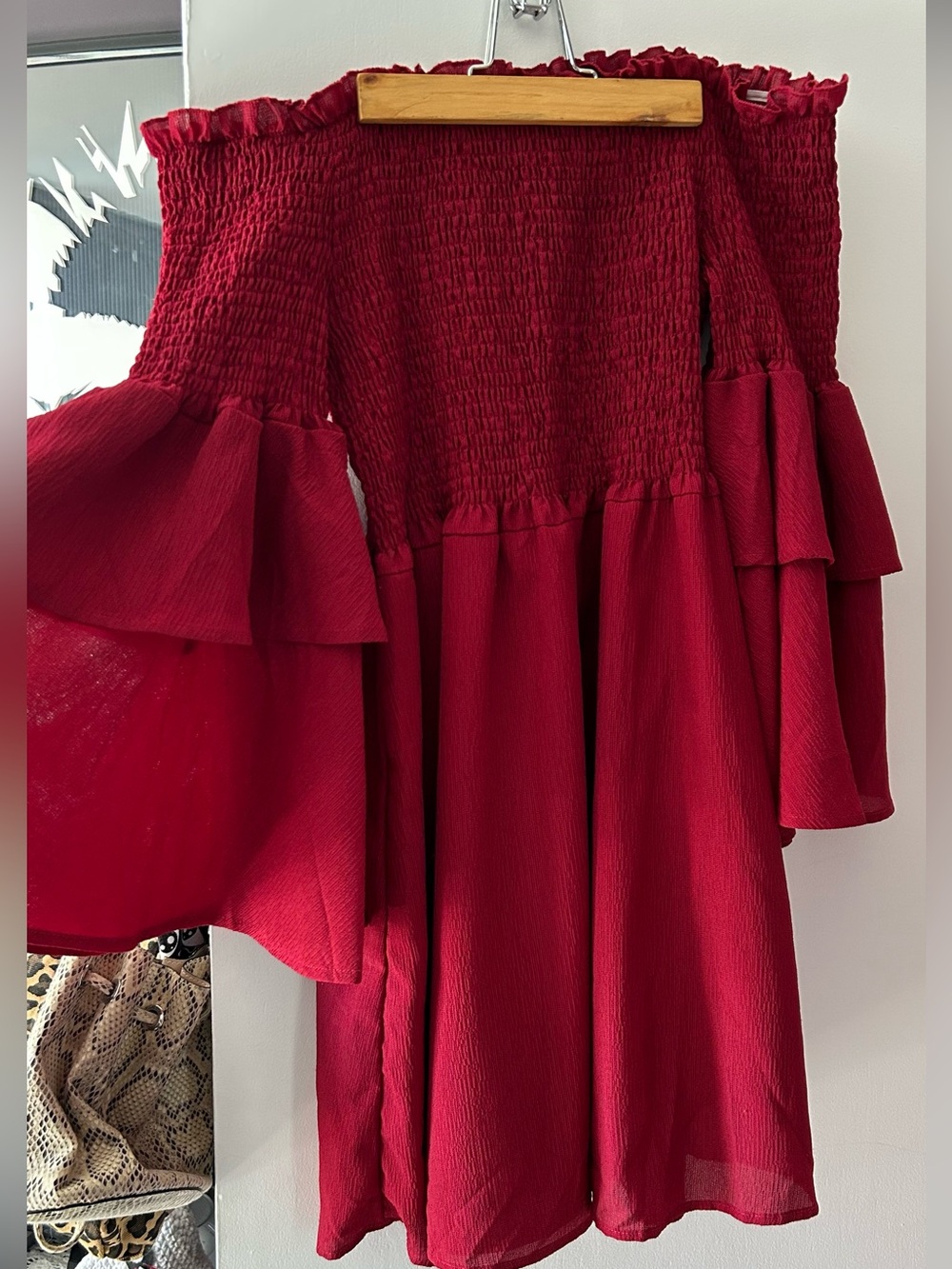 Plus size Fashion Nova Red Off-Shoulder Ruffle Maxi Dress
